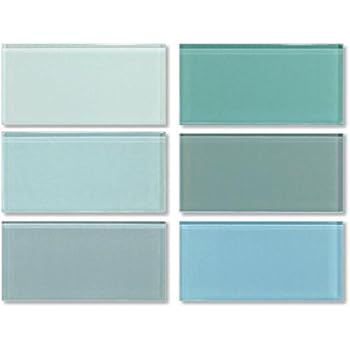 3x6 Glass Subway Tile Sample Combo Pack - Blues and Greens