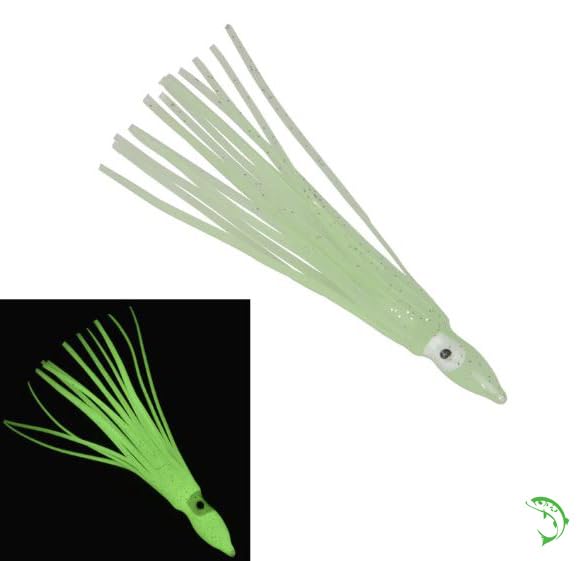 FISHIN ADDICT Muppet squid skirts x5 sea fishing glow soft lures plastics jigs 8cm