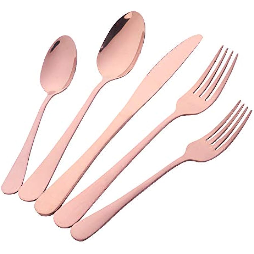 Flatware Sets 20Pieces Rose Gold Stainless Steel Silverware Set, Service For 4, eBay