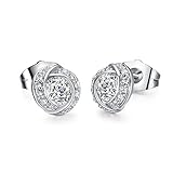 Fashion Jewelry 18k White Gold Plated Cubic Zirconia Studs Huggies Earrings for Women