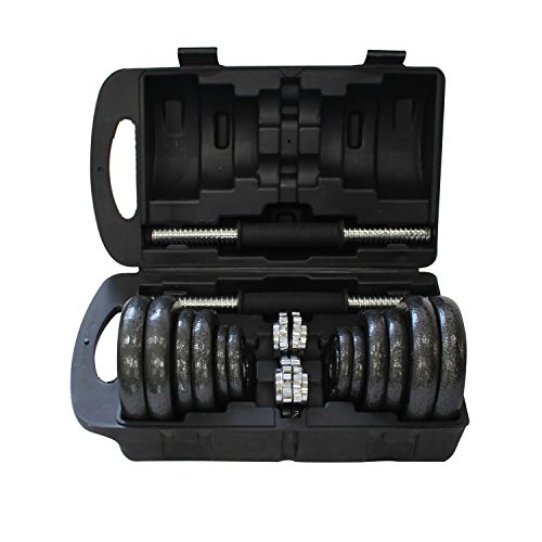 Todeco-Juego-de-Mancuernas-Juego-de-Pesas-Ajustable-Material-de-la-barra-Acero-cromado-Material-de-la-manija-Goma-natural-Negro-20-kg-Hierro-fundido-con-estuche-negro