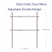 Goldcart 3202 Telescopic Garment Rack, Heavy Duty Design Movable DIY by Hand No Damage to Wall Ceiling Hanging Rail, 0.7-1.3 Meters Wide Adjustable, 120 Kilogram Loading, Reach Hook Included, White