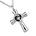Cremation Cross Necklace Religion Crystal URN Memorial Keepsake Ashes Holder Pendant Stainless Steel (Cross Urn-4)