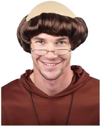 Monk Wig Mens Religious Figure Fancy Dress Adults Wig With Cap