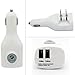 White 2-in-1 Car Home Wall Travel Charger Adapter Dual USB Ports for iPhone 6 6S, Plus, 5S 5C 5 4S - Samsung Galaxy S6, S6 Edge, S5, S4, S3, Mini, Active - Galaxy Note 5 4 3 2 Edge - LG G2 G3 G4 V10