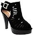 Top Moda Women's Table-6 Peep Toe Gladiator Bootie Platform Sandal chunky heel closed back T-Strap