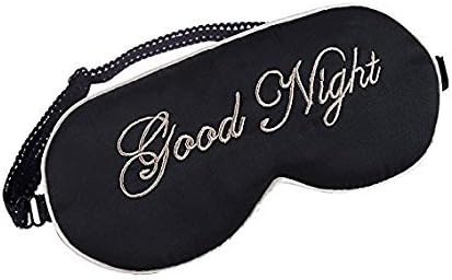 Aimell Cute Good Night Pattern Sleep Eye Mask, Soft Double-side Smooth Real Silk Eye Shade with Adjustable Strap