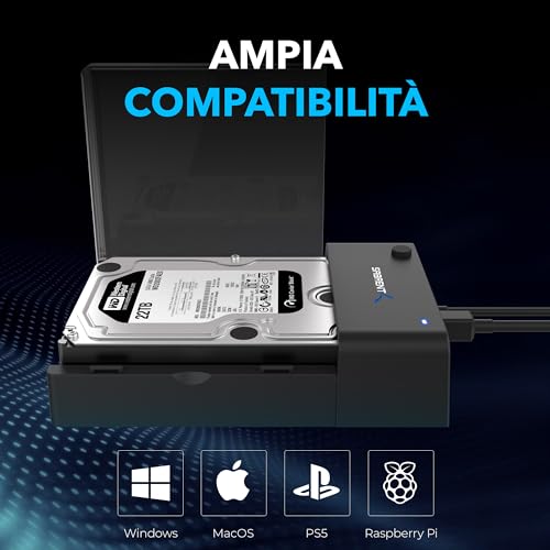 SABRENT External Hard Drive SSD Docking Station 2.5 or 3.5 Inch USB 3.2 Gen 1 to SATA [Supports UASP] (EC-DFLT)