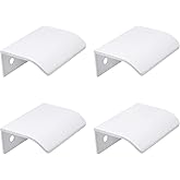 LC LICTOP 1.97 Inch White Cuved Edge Finger Pulls for Cabinet 4Pcs, 1.26 Inch Hole Spacing, Aluminum Alloy Funiture Pull, Back Mount Concealed Handles for Cupboard, Drawer, Dresser, Wardrobe