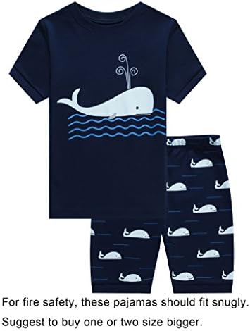 Choco Moon Baby Boys Whale Snug-Fit Pajamas Short Sets 100% Cotton Blue PJS Clothes Infant Kid 18-24 Months