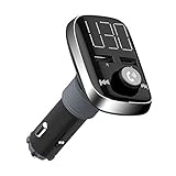 (New Version) Bluetooth FM Transmitter, GRDE Wireless Car Radio Adapter FM Radio Receiver Car Kit with Dual USB Car Charger, TF Card Slot and Large LED Display