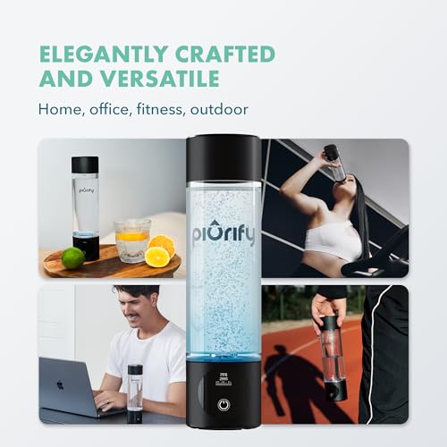 PIURIFY Hydrogen Water Bottle Generator | Extended Warranty | Black | 6300+ PPB in 3 Cycles | USA Certified | 10 oz
