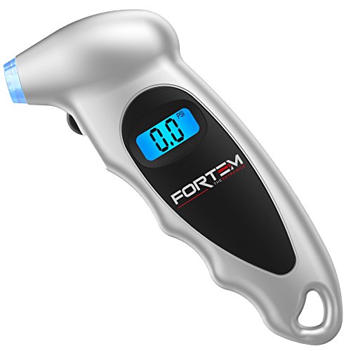 3 In 1 FORTEM Digital Tire Pressure Gauge Monitor 100 PSI + LED Flashlight - Ideal for Car, Truck, Bike & Motorcycle (Silver)
