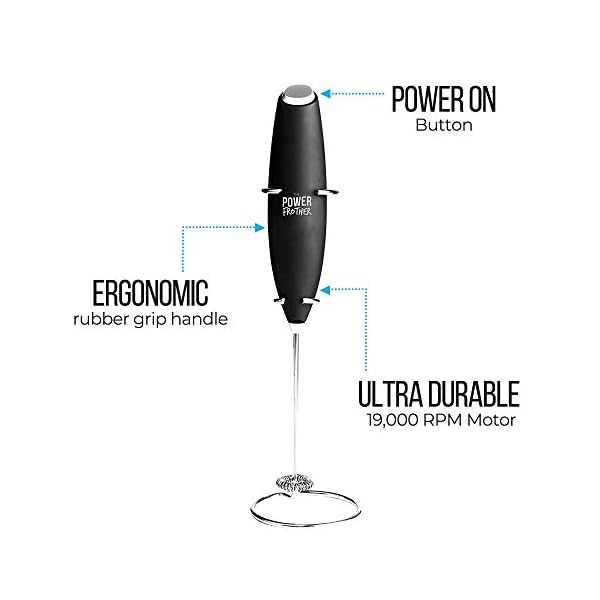 Milk Frother Black Power Frother Ultra Durable Electric Handheld