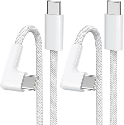 USB C auf USB C Kabel [2 Stück 2M], 60W USB C Kabel 90 Grad Winkel Ladekabel USB C Schnellladekabel Nylon USB C Ladekabel für Samsung S24/S23/S22, iPhone 16/15/14 Pro Max