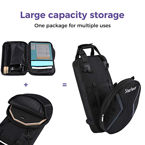 Starfavor Drum Practice Pad with Snare Drum Stand Set, 12Inch Double