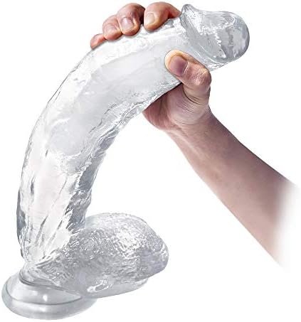 NaNIU 12 Inch Massaging Stick Huge Stick, Handfree Soft Wand With Strong Suction Cup Clear Crystal
