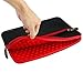 Evecase 11.6-Inch Neoprene Padded Slim Sleeve Case with Exterior Accessory Zipper Pocket for Laptop Notebook Chromebook Computer - Black with Red Trim