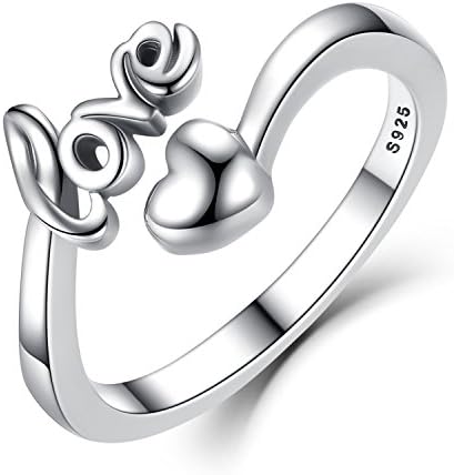 XingYue bead charms 925 Sterling Silver Heart Love Script Wire Finger Ring Expandable Open Rings Adjustable for Women Jewelry