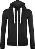 WearAll Women's Zip Up Long Sleeve Plain Hoodie Top