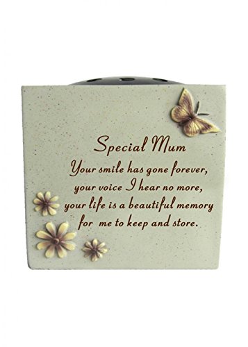 Special Mum - Grave Vase (Rose Bowl) with Butterfly and Flowers David Fischhoff