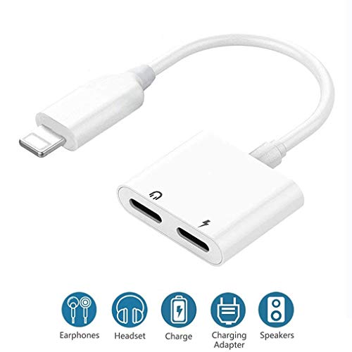 Headphone Jack Splitter Adapter AUX Audio and Charger Charging and Audio sync Cable for iPhone Adapter for iPhone Headset Compatible Accessory Connector for iOS 12