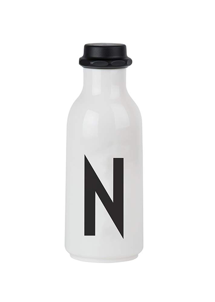 Design Letters Personal Tritan Water Bottle (N) - 500ml BPA-free and BPS-free Leak-proof Tritan Drinking Bottle in Nordic Design for Adult, Kids, Outdoor, Office, Sports, School, Available from A-Z