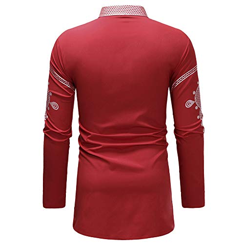 Clearance! Mens African Clothing Dashiki Tribal Shirt Traditional Long Sleeves Dress Shirt Tops Blouse