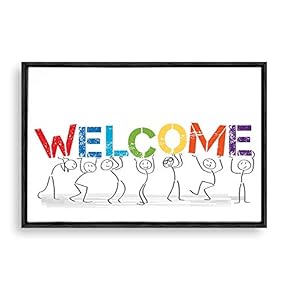 Framed Canvas Wall Art Welcome Canvas Prints Home Artwork Decoration for Living Room,Bedroom - 16x24 inches