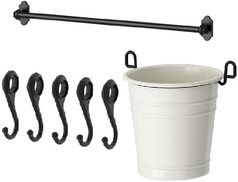 Ikea Steel Kitchen Organizer Set 31 Inch Rail 5 Hooks Flatware