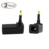 Conwork 2-Pack Digital Fiber Optic Toslink Right Angle 90 Degree Female to 3.5 mm Mini Male Optical Audio Connector Adapter