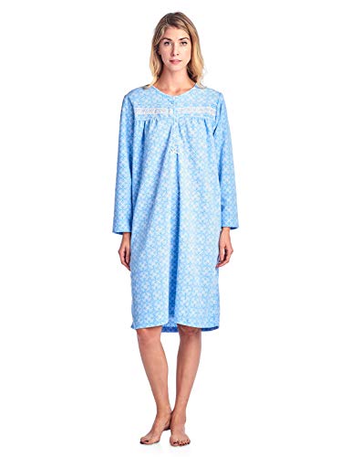 Casual Nights Women's Long Sleeve Micro Fleece Cozy Floral Nightgown - Blue - XX-Large