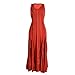 Women's Summer Sleeveless Pleated Round Neck Plus Size Maxi Tank Dress Red 2xl