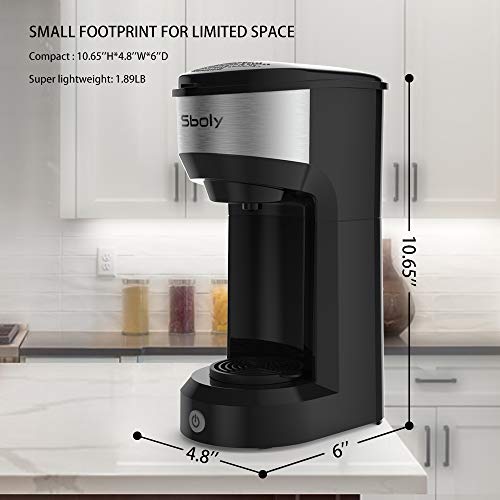 Upgrade Mini Single Serve Coffee Maker for K Cup Pods and Ground Coffee