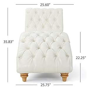 Christopher Knight Home Rhodes Leather Chaise Lounge, Ivory