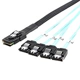 CableCreation Mini SAS 36Pin (SFF-8087) Male to 4 SATA 7Pin Female Cable, Mini SAS Host/Controller to 4 SATA Target/Backplane, 0.5M ...