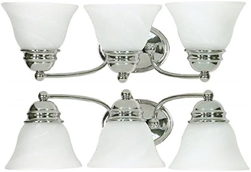 Dysmio Lighting - Three Light Vanity with Alabaster Glass, Polished Chrome (2 Pack)