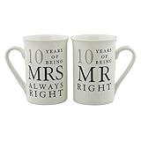 Oaktree Gifts 10 Years Anniversary Mug Set Mr & Mrs