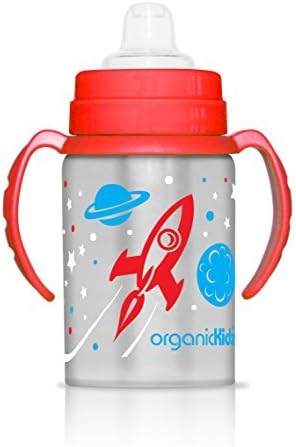 organicKidz Blast Stainless Steel 2-in-1 Sippy Water Bottle, Red/Blue, 9 Ounce by organicKidz