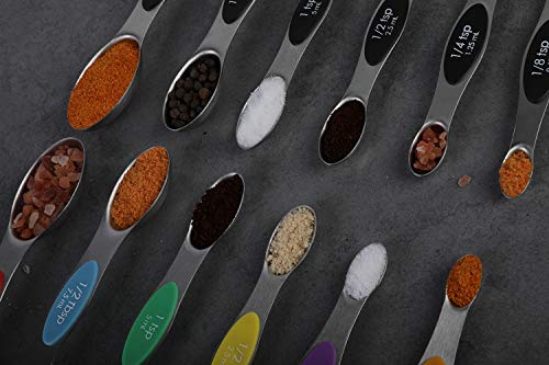 Magnetic Measuring Spoons Set Stainless Steel Stackable Dual Sided Teaspoons and Tablespoons for Measuring Dry and Liquid Ingredients Set of 6 - Thumbnail 6