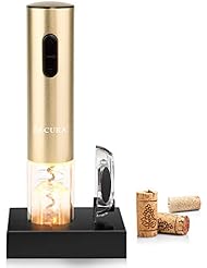 Secura Electric Wine Opener, Automatic Electric Wine Bottle Corkscrew Opener with Foil Cutter, Rechargeable (Champagne Gold)
