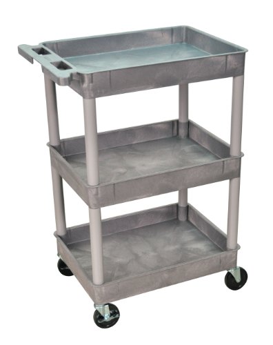 Luxor/H.Wilson 3 Tub Shelf Utility Cart, Gray (STC111-G)
