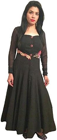 Buy Aurel Georgatte Designer Long One Piece Dress Asp47 Black Colour Size Medium At Amazon In