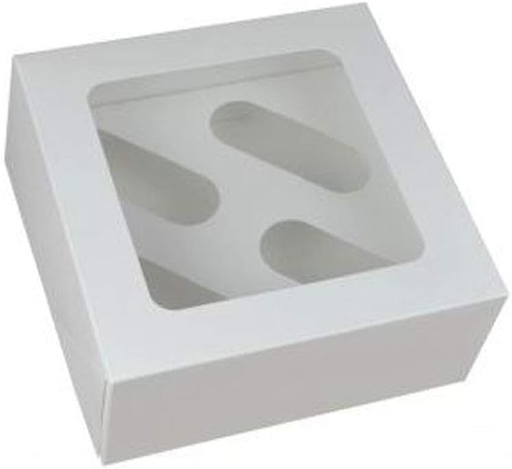 Windowed Cupcake Boxes with 4 Cavity Insert (Pack of 25)