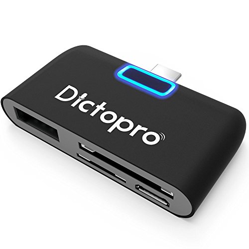 DICTOPRO - USB-C Type-C Hub Adapter w/High Speed Transfer Card Reader for SD, microSD, Micro-USB, USB, 4-in-1 Combo. Best Slim External Travel Adaptor for MacBook Laptop, Android, Apple, Mac, PC 2018