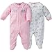 Gerber Baby Girl 2 Pack Zip Up Footie with Embroidered Animals Applique Detail - Sleep N Play