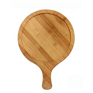 Home Wood Pizza Peel, natuurlijke bamboe houten ronde snijplank met handvat voor het bakken van zelfgemaakte pizza en…