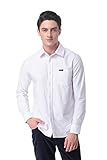 Pau1Hami1ton P-09 Men's Slim Fit Casual Cotton Button-down Long Sleeve Solid Oxford Dress Shirts