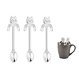 3PCS Hanging Coffee Spoon Stainless Steel Cat Dessert spoon Drink Spoons Mixing Spoon Milkshake Spoon Tableware Kitchen Supplies