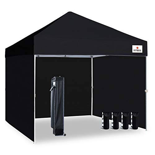 Keymaya 10'x10' Ez Pop Up Canopy Tent Commercial Instant Shelter with 4 Removable sidewalls Bonus Weight Bag 4-pc Pack, 10x10 (Black) - Thumbnail 6